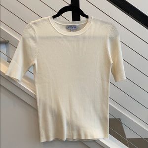 Cream, Ribbed Short Sleeve Shirt